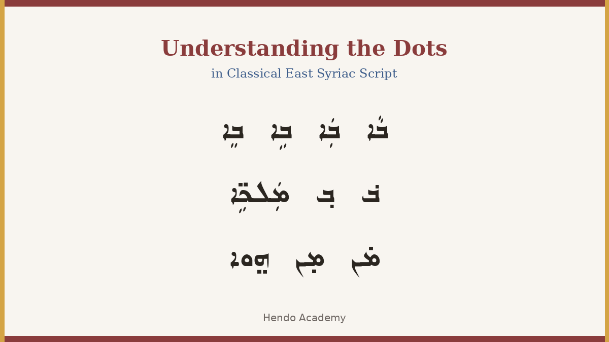 Understanding the Dots in Classical East Syriac Script - vowel, consonant, and grammatical diacritics