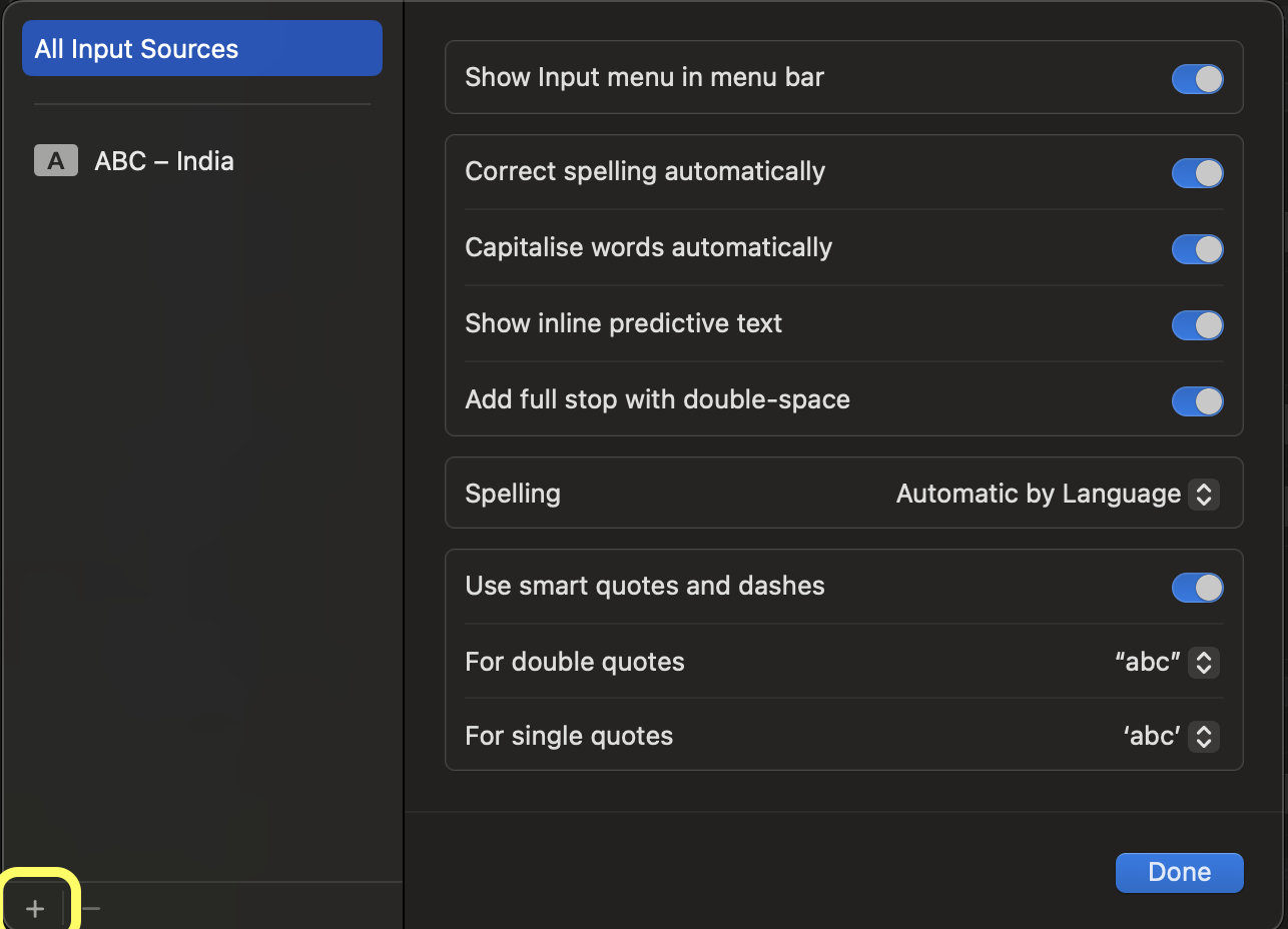 Input Sources Configuration