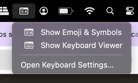 Input Menu in Menu Bar