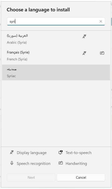 Search for Syriac