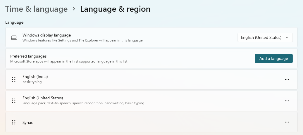 Syriac language installed